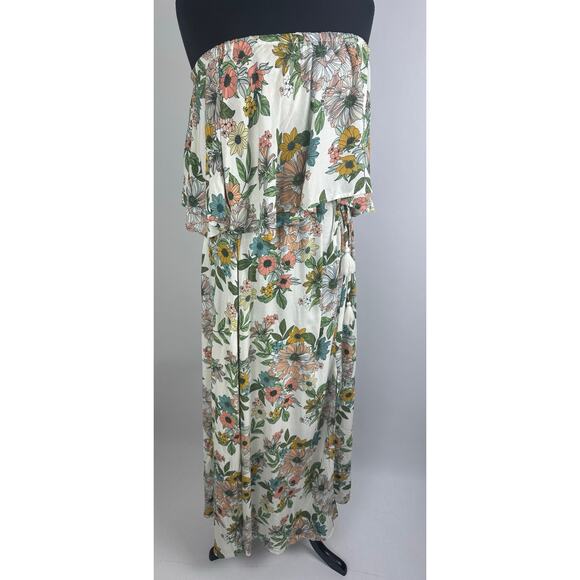 O'Neill Size XXL Sadi Maxi Dress Strapless Floral Beach Flowy Vacation Resort - Picture 10 of 16